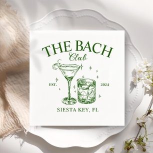 Green Retro Cocktails Bachelorette Party Napkin