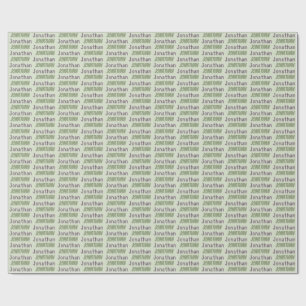 Green Retro Custom Name Wrapping Paper