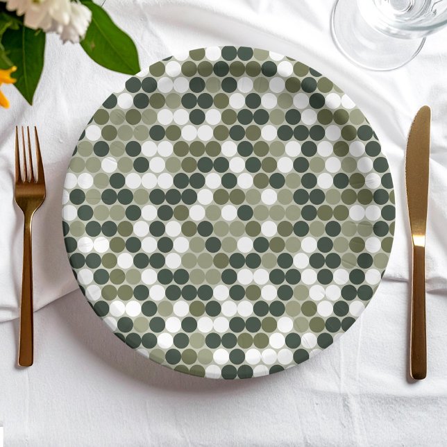Green retro dots paper plate (Creator Uploaded)