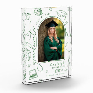 Green Retro Hand Drawn Graduation Photo Block