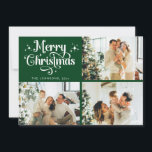 Green Retro Merry Christmas Family Photo Collage Holiday Card<br><div class="desc">Celebrate the season with a Retro Green Merry Christmas holiday card! This stylish and chic design blends elegant, trendy elements with a classic touch. Perfect for sharing Christmas vibes with family and friends, this template allows you to create your own personalised card. Add your favourite family photo and send out...</div>