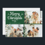 Green Retro Merry Christmas Family Photo Collage Holiday Card<br><div class="desc">Celebrate the season with a Retro Green Merry Christmas holiday card! This stylish and chic design blends elegant, trendy elements with a classic touch. Perfect for sharing Christmas vibes with family and friends, this template allows you to create your own personalised card. Add your favourite family photo and send out...</div>