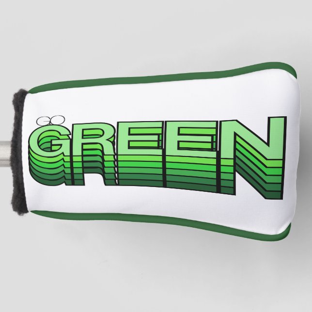 Green Retro Modern Reuse Recycle Eco Friendly Golf Head Cover (Front)