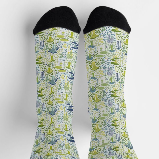Green Retro Mushroom Socks (Top)