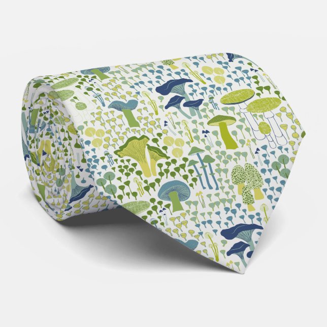 Green Retro Mushroom Tie (Rolled)