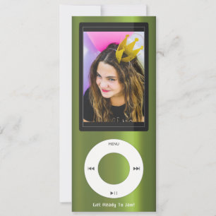 Green Retro Music Player Birthday Invitation