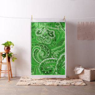 Green Retro Paisley Bandanna/Bandanna Fabric