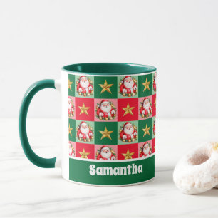Green Retro Santa Claus Merry Christmas Kids Mug