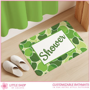 Green Retro-Style Ovals Customizable Bath Mat