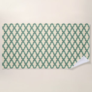 Green retro style waves pattern beach towel