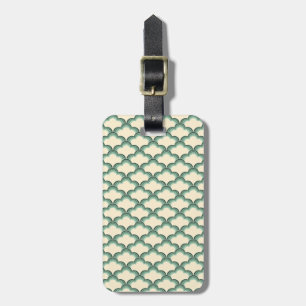 Green retro style waves pattern luggage tag