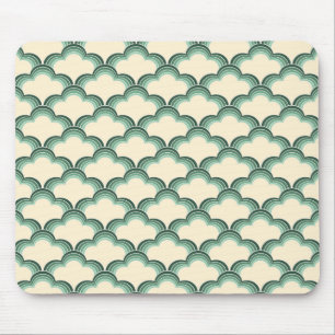 Green retro style waves pattern mouse pad