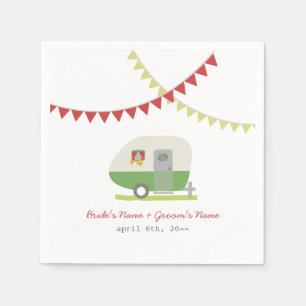 Green Retro Trailer Wedding Napkins
