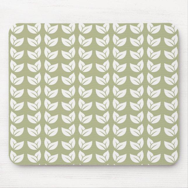 Green Retro Vintage Y2K Leaf Pattern Mouse Pad (Front)