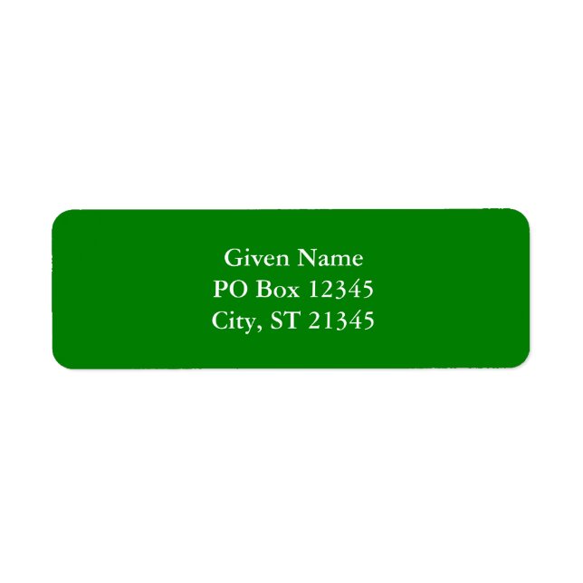 Green Return Address Label (Front)
