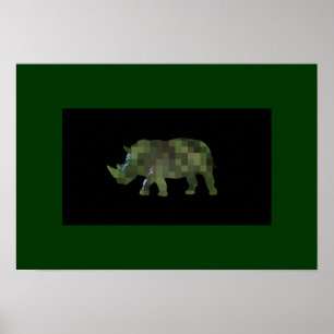 green rhinocero silhouette art-prints poster