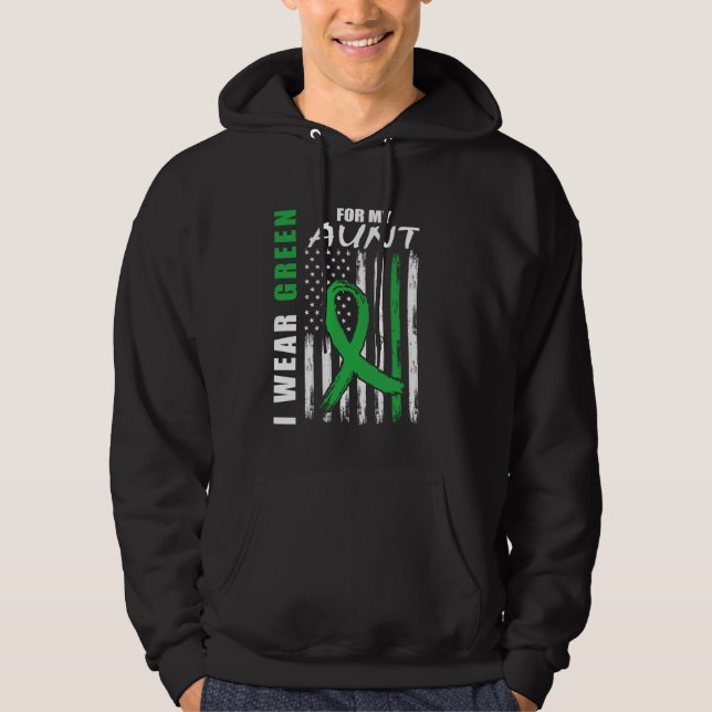 Green Ribbon Aunt Kidney Disease Awareness America Hoodie (Front)