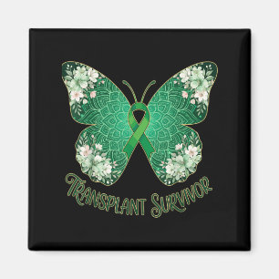 Green Ribbon Butterfly Mandala Transplant Survivor Magnet