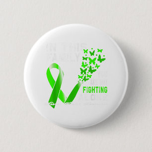 Green Ribbon Butterfly Mental Health Awareness 6 Cm Round Badge