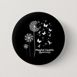 Green Ribbon Butterfly Mental Health Awareness 6 Cm Round Badge