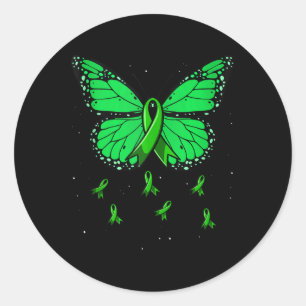 Green Ribbon Butterfly Womens Mental Health Awaren Classic Round Sticker