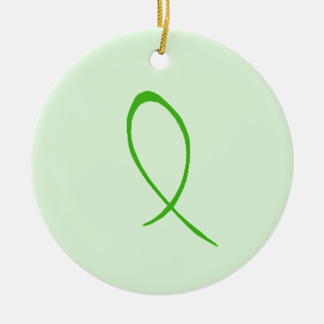 Green Ribbon Customisable Ceramic Ornament (Front)