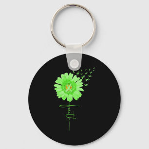 Green Ribbon Daisy Faith Mental Health Awareness M Key Ring