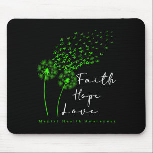 Green Ribbon Dandelion Faith Hope Mental Health Aw Mouse Pad