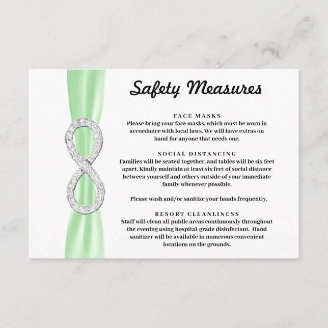 Green Ribbon Diamond Infinity Safety Measures Enclosure Card (Front)