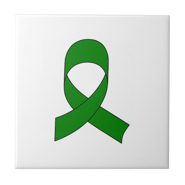 Green Ribbon Drawing Ceramic Tile (Front)