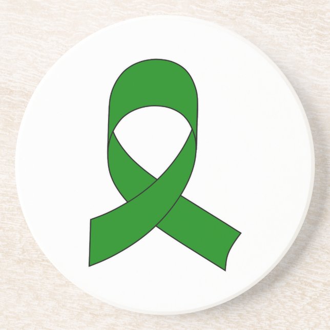 Green Ribbon Drawing Coaster (Front)