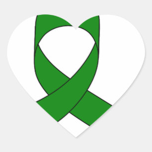 Green Ribbon Drawing Heart Sticker