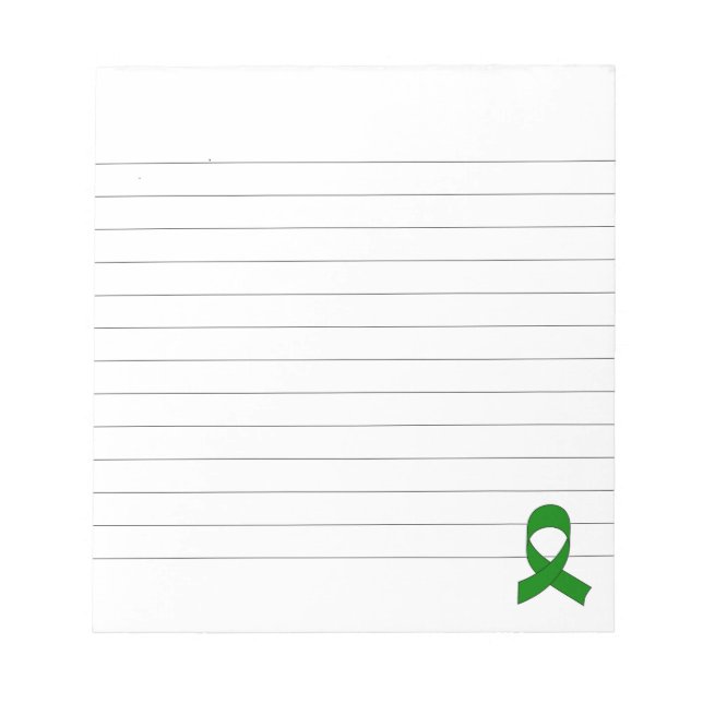 Green Ribbon Drawing Lined Notepad (Front)