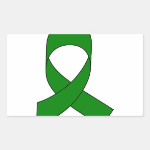 Green Ribbon Drawing Rectangular Sticker