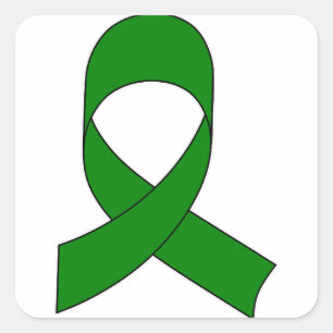 Green Ribbon Drawing Square Sticker
