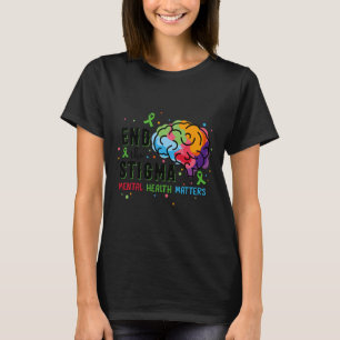 Green Ribbon End The Stigma Mental Health Awarenes T-Shirt