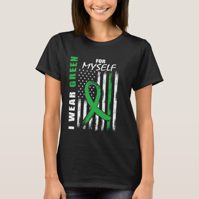 Green Ribbon For Myself Me Kidney Disease Awarenes T-Shirt (Front)
