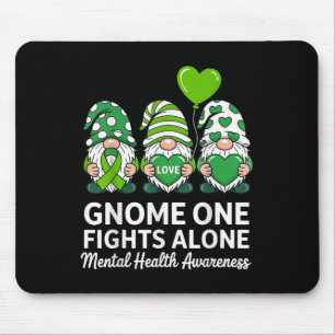Green Ribbon Gnome One Fights Alone Mental Health Mouse Pad