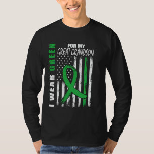 Green Ribbon Great Grandson Kidney Disease Awarene T-Shirt