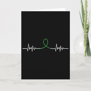 Green Ribbon Heart Beat - Mental Health Awareness Card