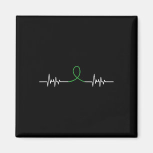Green Ribbon Heart Beat - Mental Health Awareness Magnet