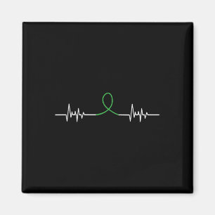Green Ribbon Heart Beat - Mental Health Awareness Magnet