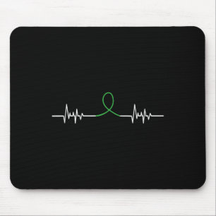 Green Ribbon Heart Beat - Mental Health Awareness Mouse Pad