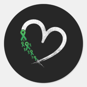 Green Ribbon Heart Mental Health S Awareness Month Classic Round Sticker
