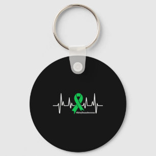 Green Ribbon Heartbeat Kidney Disease Awareness Me Key Ring