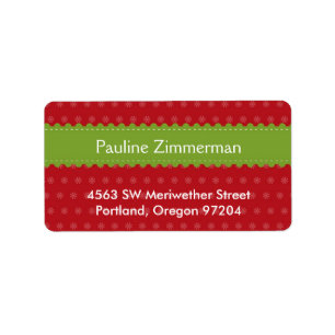 Green ribbon jolly festive red Christmas holiday Label