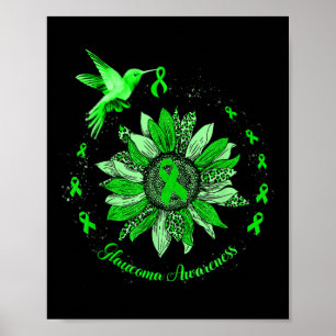 Green Ribbon Leopard Sunflower Glaucoma Awareness Poster