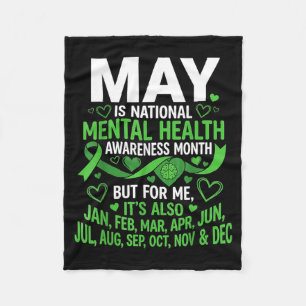 Green Ribbon May is Mental Health Awareness Month Fleece Blanket