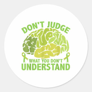 Green Ribbon Mental Health Awareness  Classic Round Sticker
