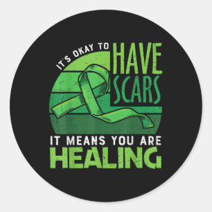 Green Ribbon Mental Health Awareness Classic Round Sticker